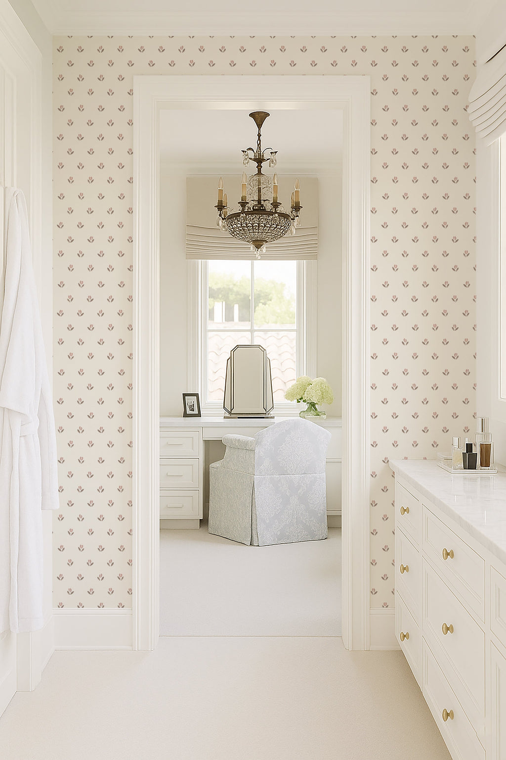 Baylor Floral Removable Wallpaper in Cream, Sage-Green & Dusty-Rose