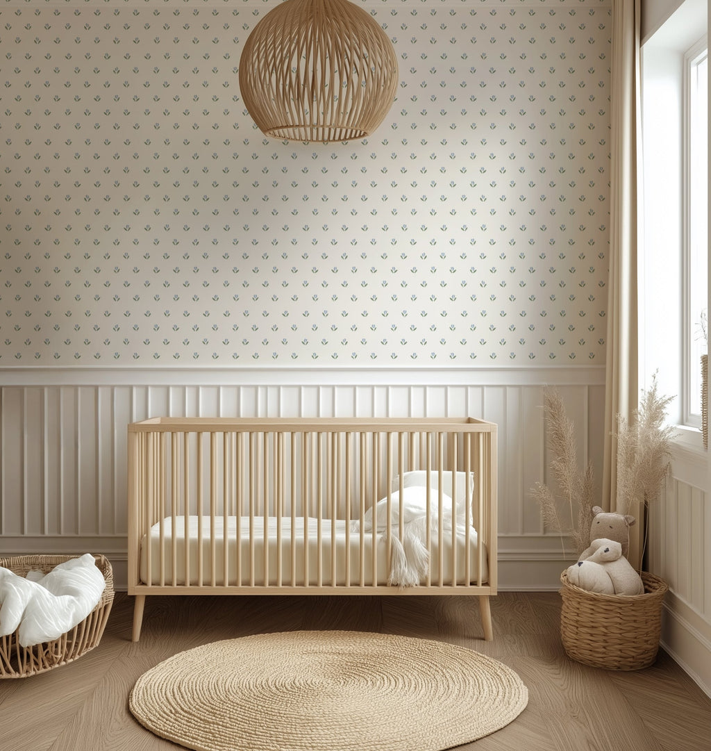 Baylor Floral Removable Wallpaper in Cream, Sage-Green & Dusty-Rose