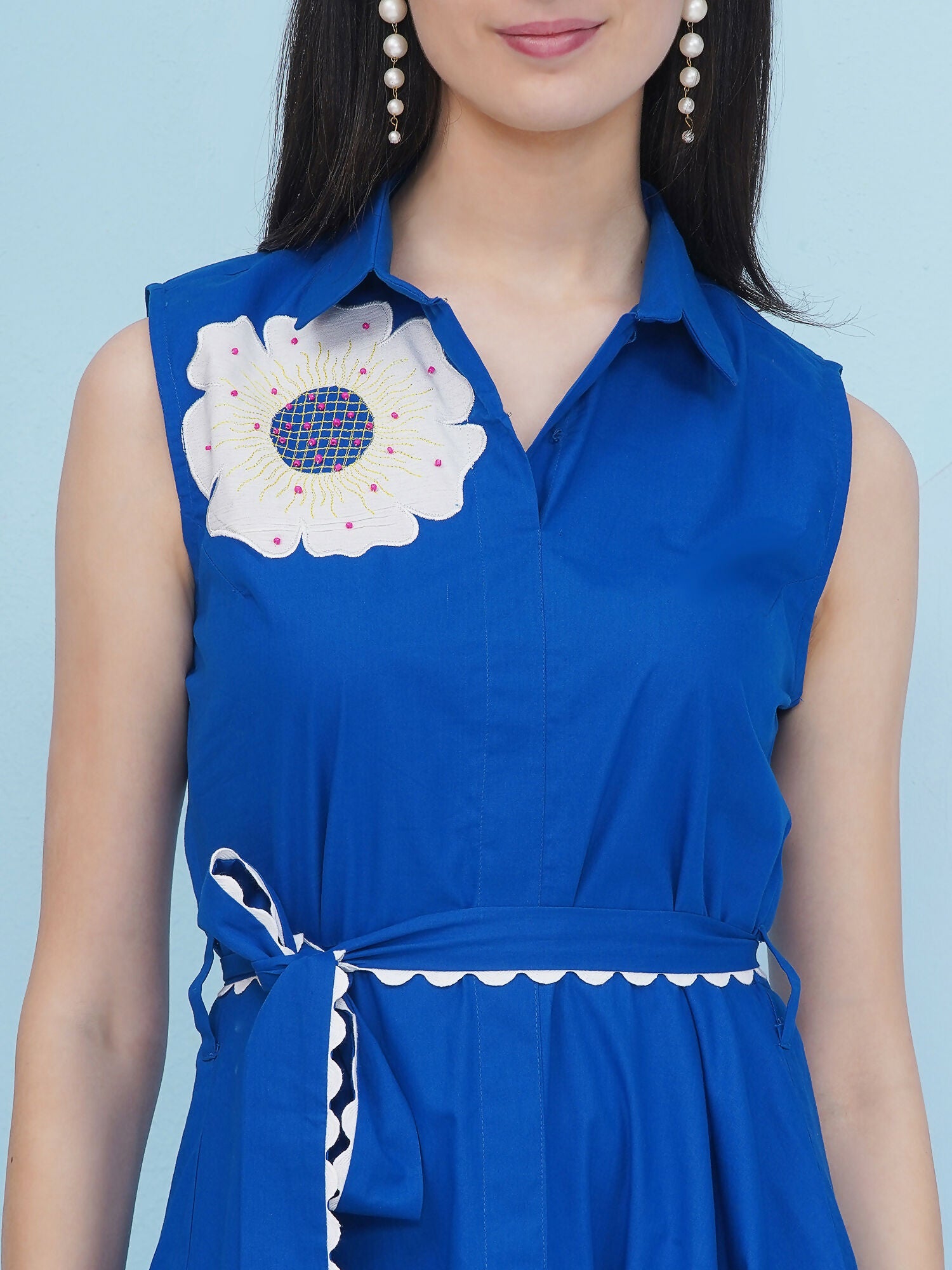 Joban Fashion Royal Blue Dress with Belt