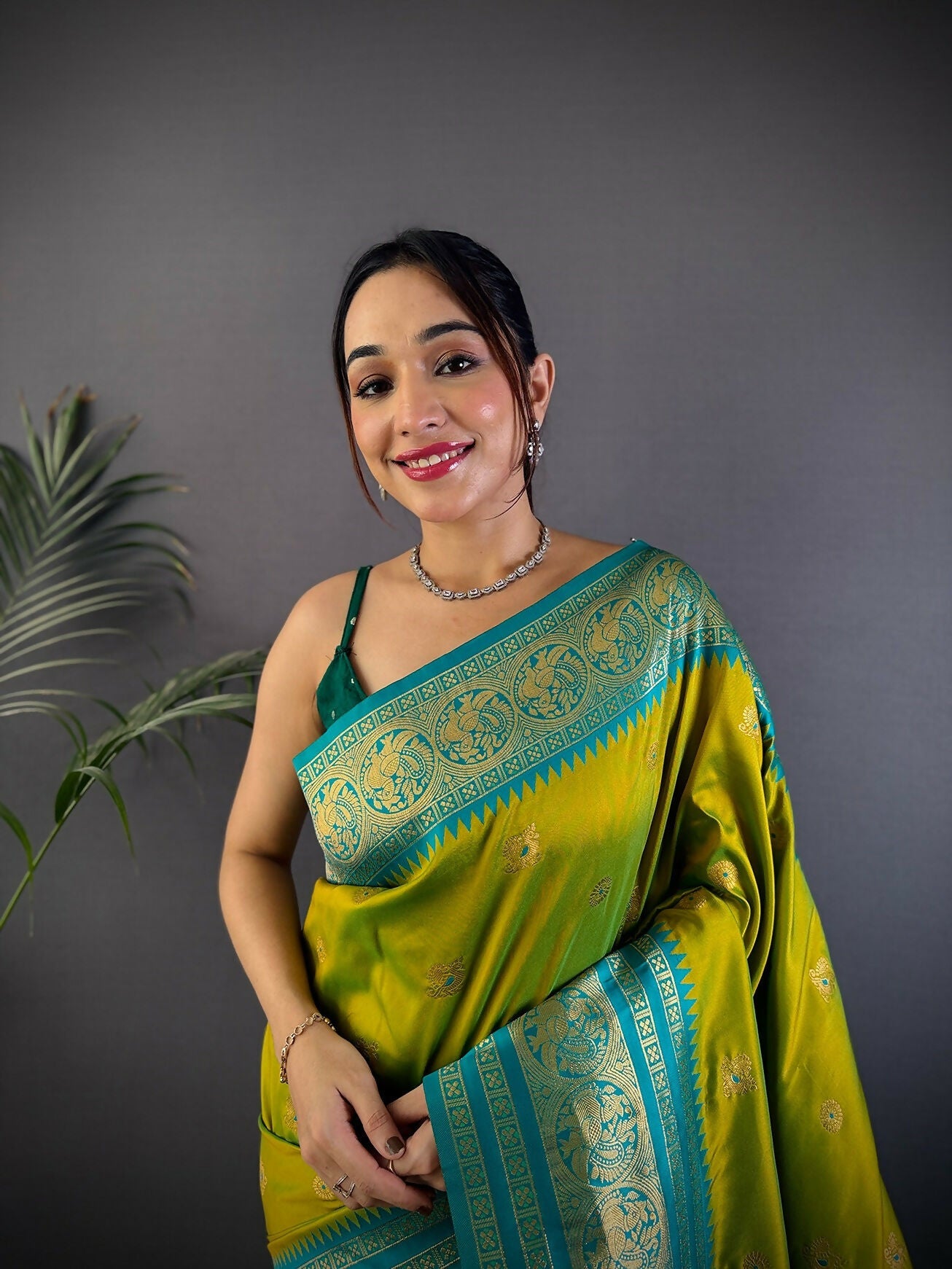 Light Green Banarasi Woven Soft Silk Saree with Blouse Piece