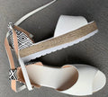 Women's White Wedge Espadrille Sandals with Geometric Strap - Image 2