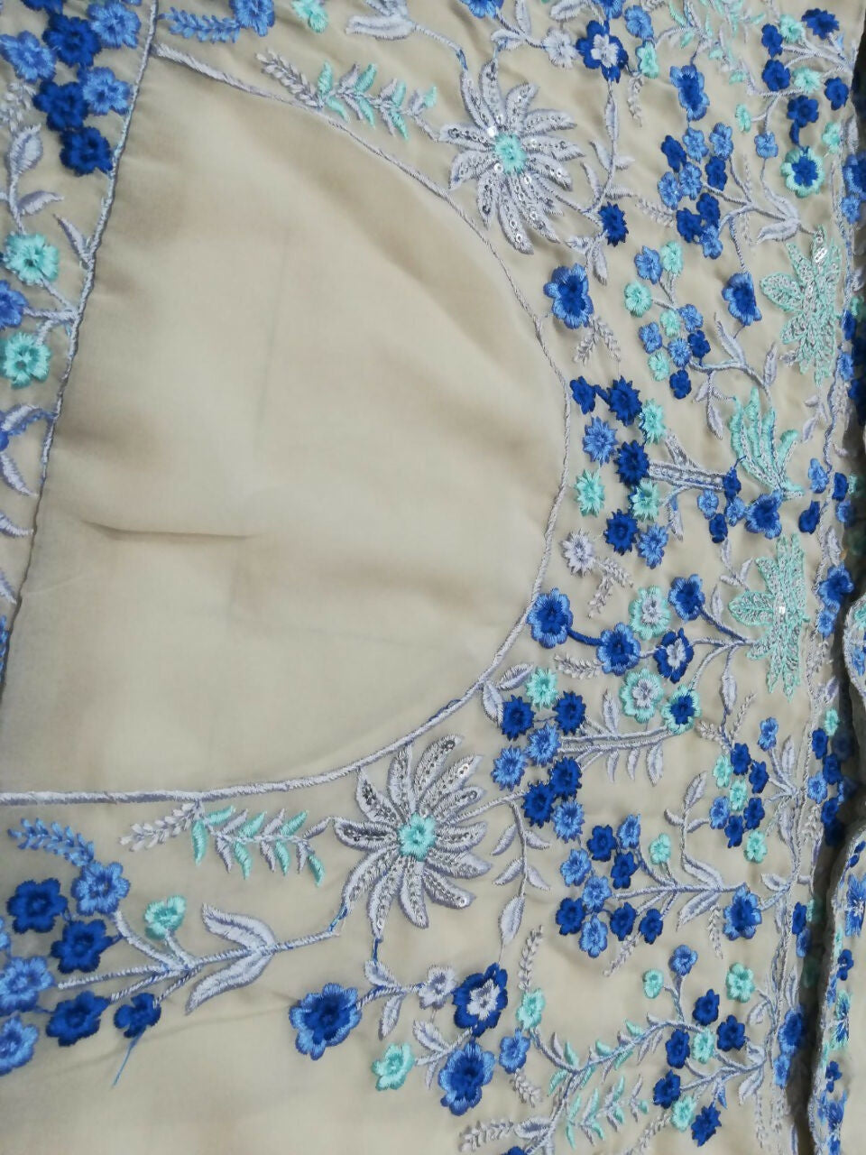 Sky Blue Faux Georgette Embroidered Lehenga Choli with Dupatta