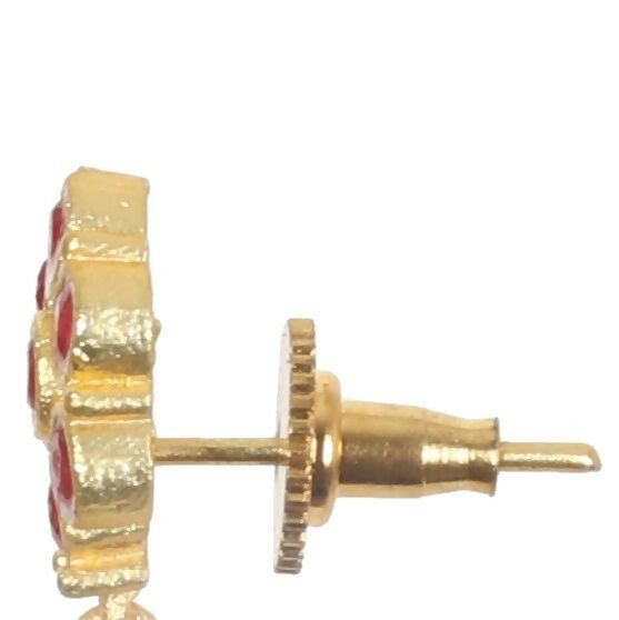 Elegant Matte Gold Brass Earrings with Intricate Texture