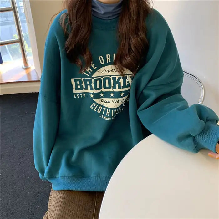 Women's Oversized Graphic Brooklyn Sweatshirt Long Sleeve Pullover - Image 7