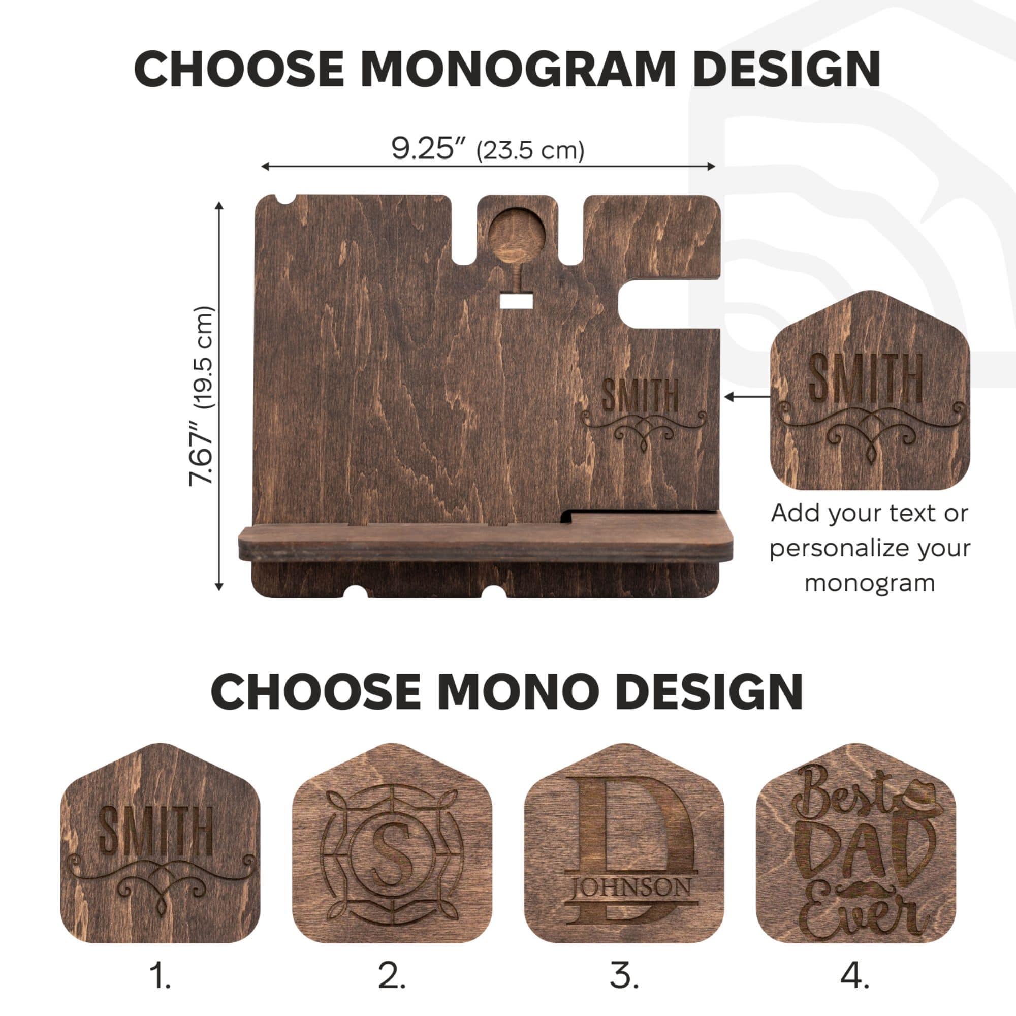 Wooden Phone Docking Station - Personalized Organizer for Men