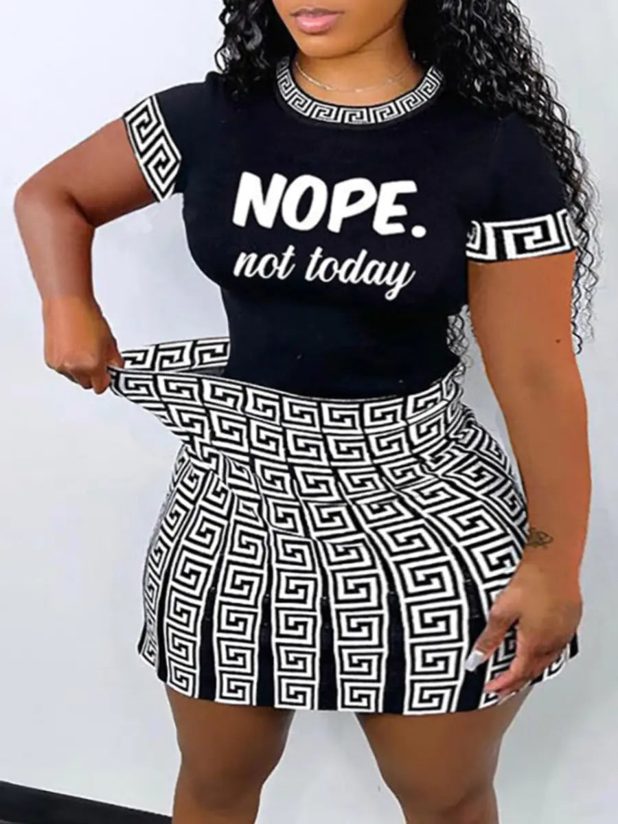 Women's Geometric Print Two-Piece Skirt Set
