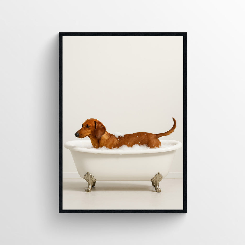 Cavapoo Dog in Clawfoot Tub Bathroom Wall Art - Quirky Decor