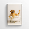 Dog - Golden Retriever Animal Bathroom Tub Poster