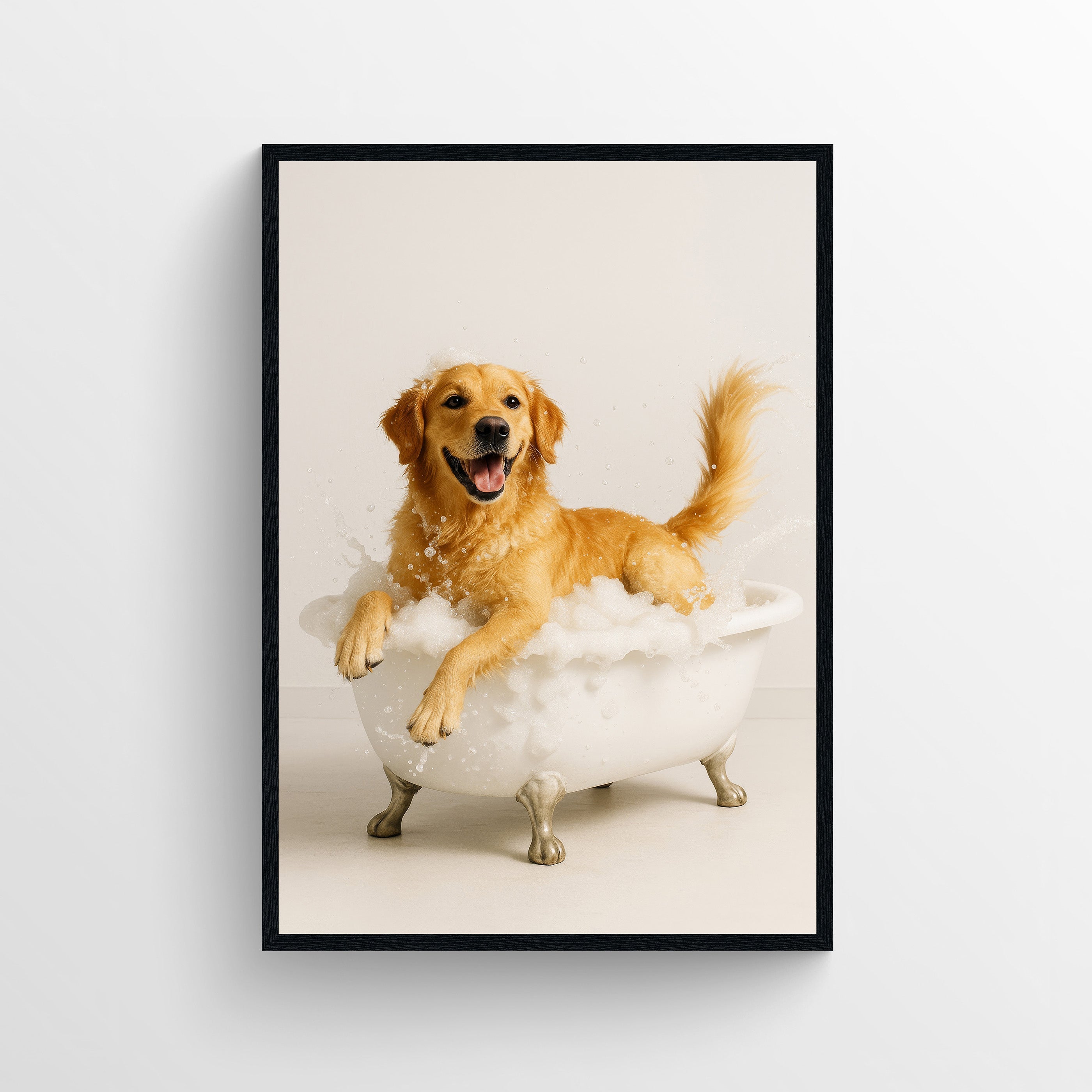 Dog - Golden Retriever Animal Bathroom Tub Poster