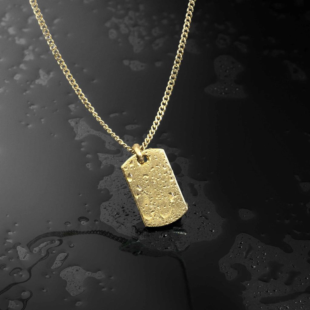 Customizable 14K Gold Beveled Tag Pendant for Personalized Jewelry