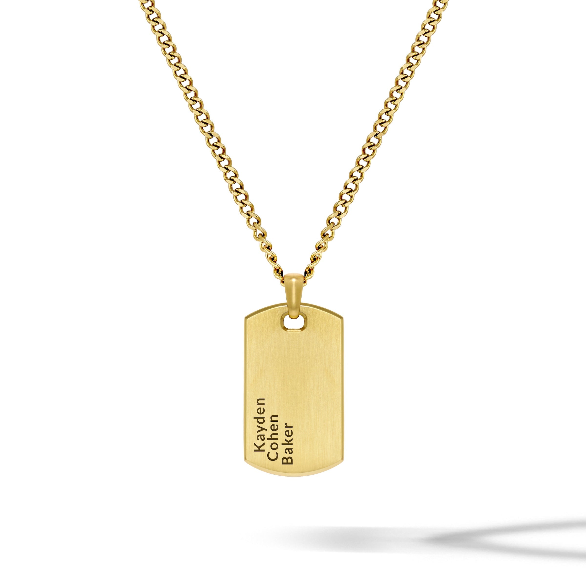 Customizable 14K Gold Beveled Tag Pendant for Personalized Jewelry