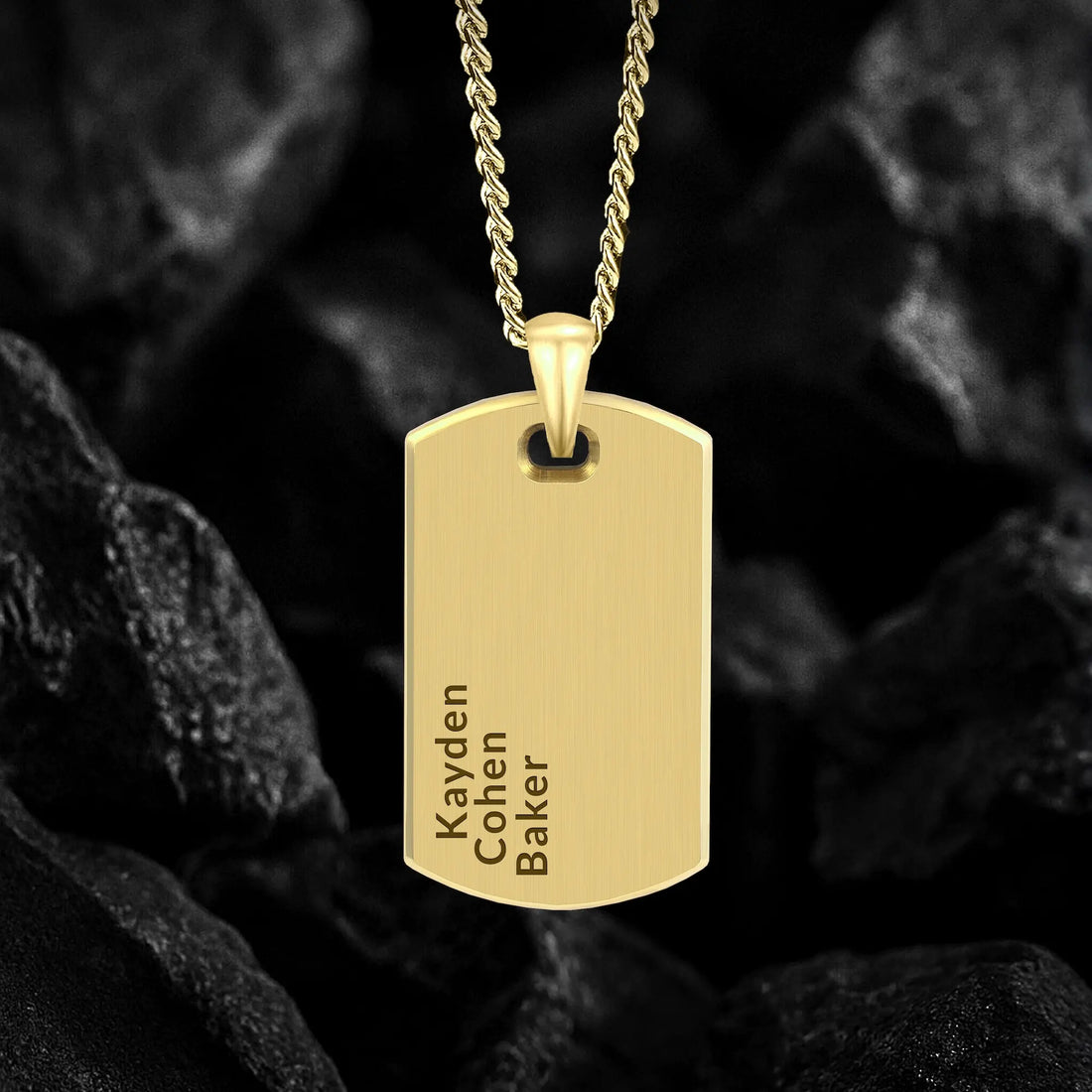 Customizable 14K Gold Beveled Tag Pendant for Personalized Jewelry