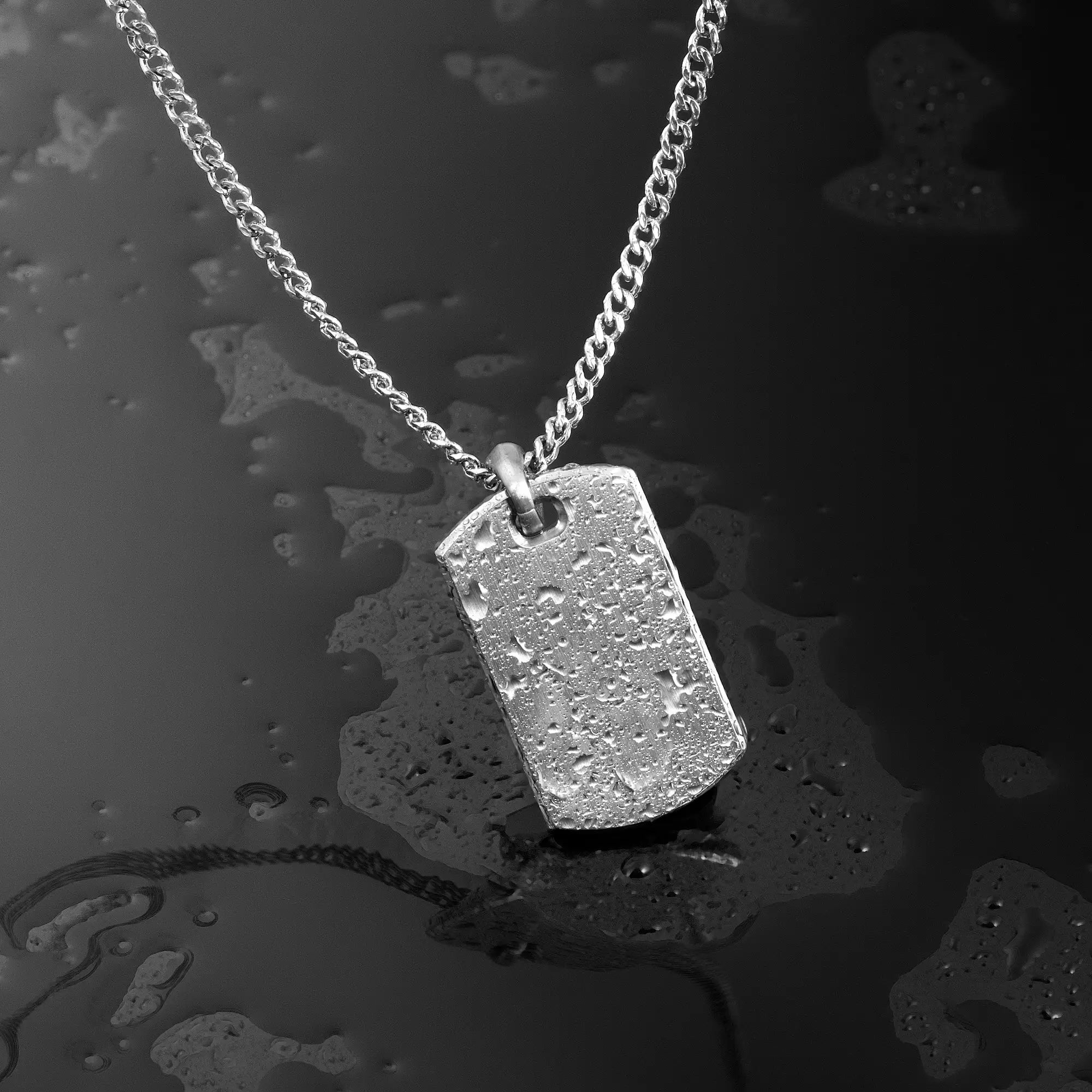 Customizable Beveled Tag Pendant Necklace in Sterling Silver
