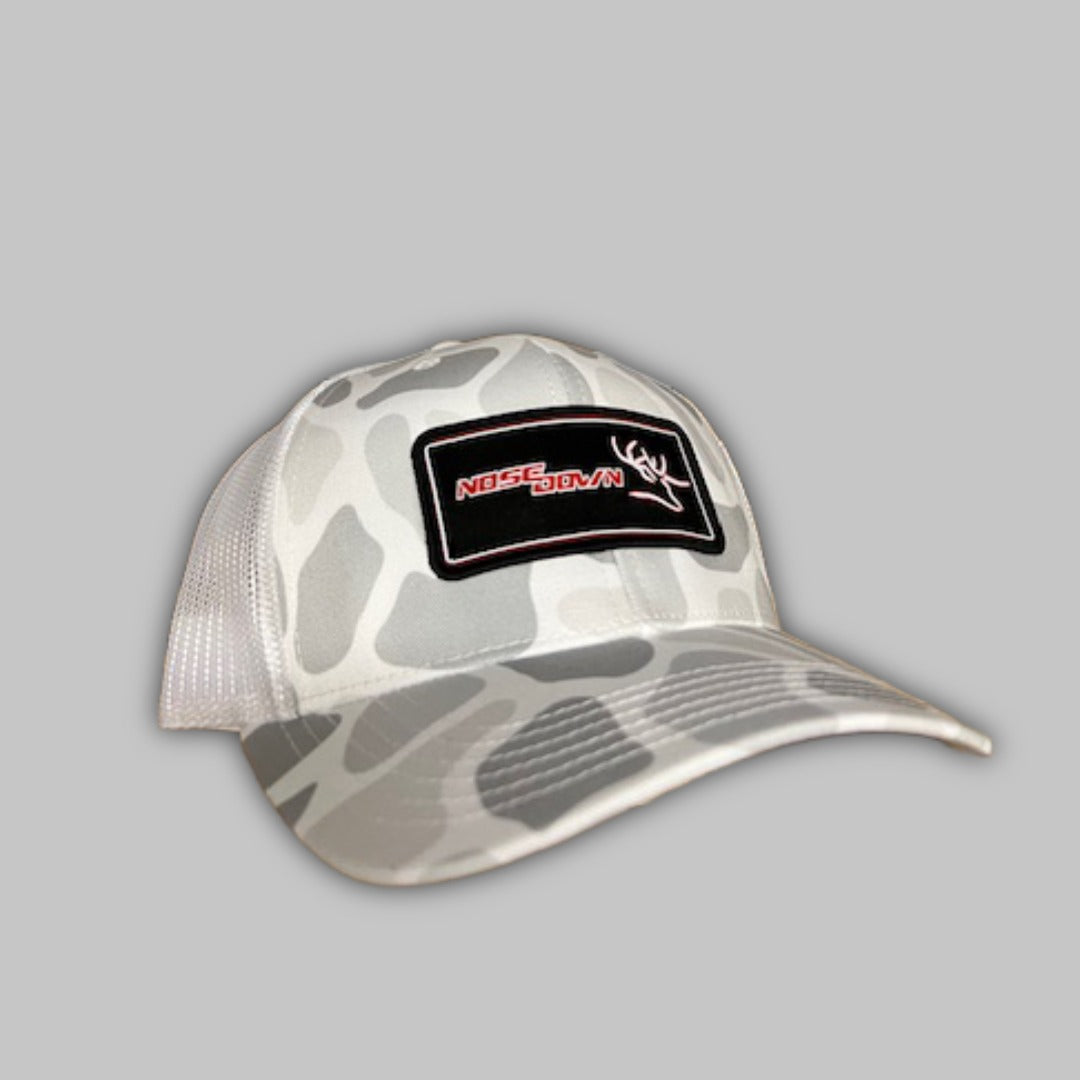 Black and Red Woven Trucker Hat by Nose Down Deer Scents