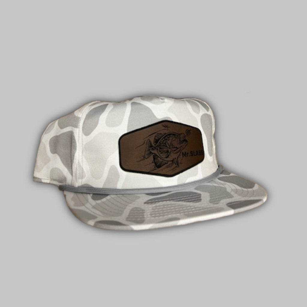 Mr. Slabs camo rope hat with multi-color accents