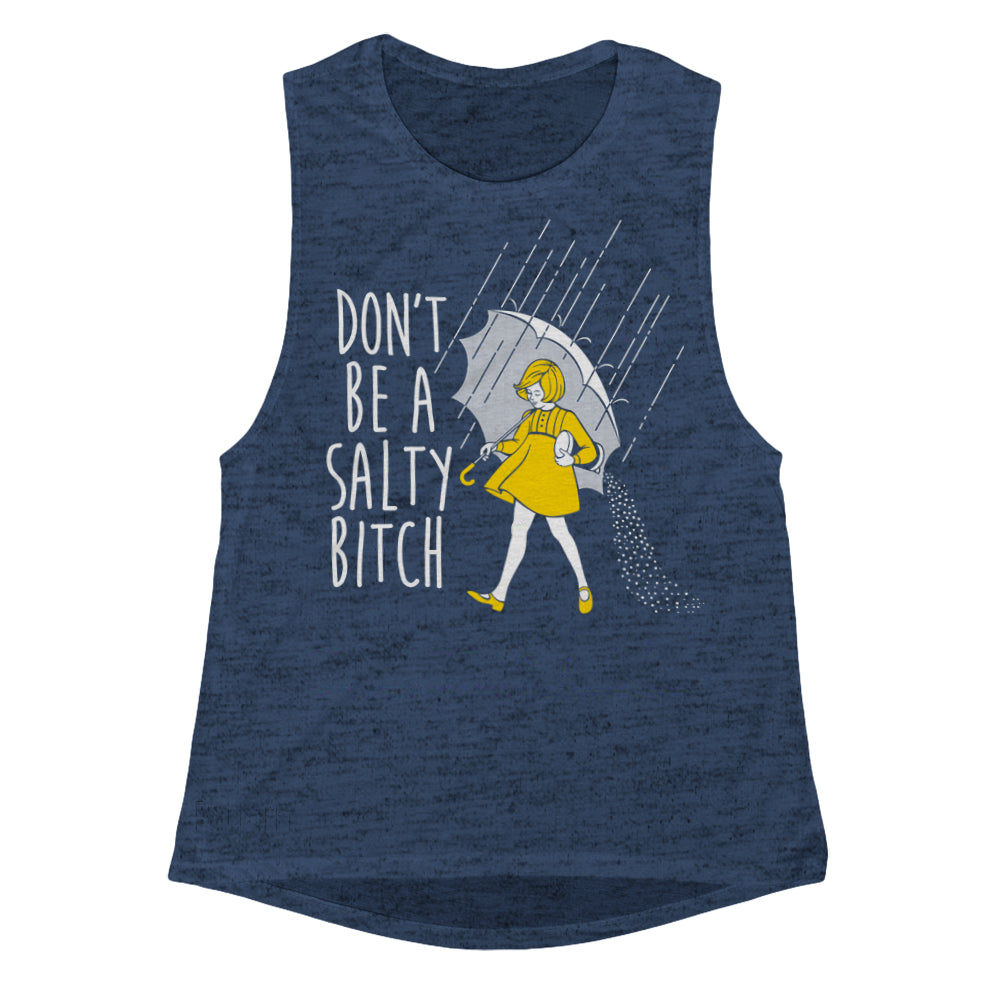 Girls casual graphic tank top with modern elongated armholes and curved hem