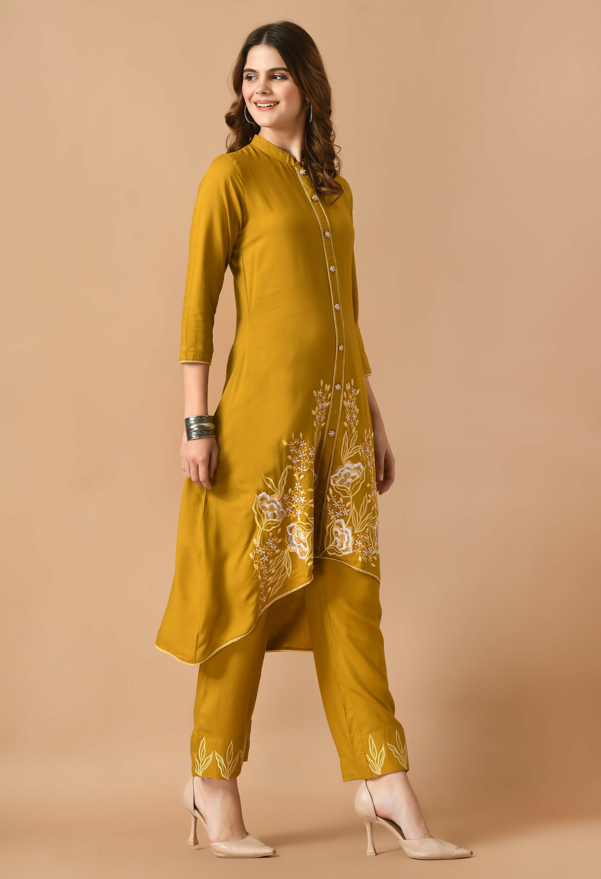 Mustard Cotton Rayon Kurta Set - Breathable 2-Piece Ethnic Wear