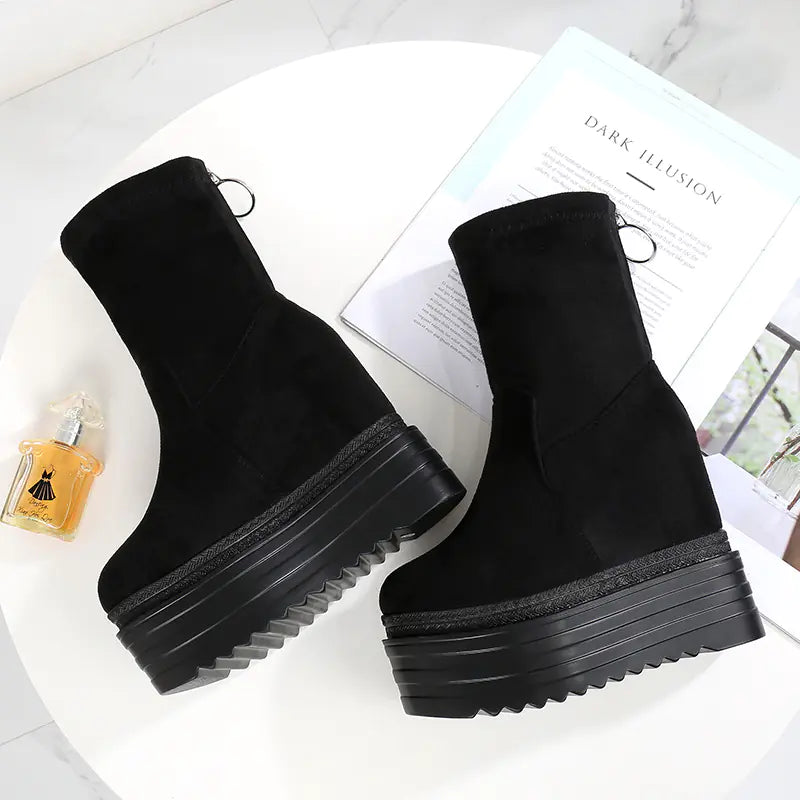 Women's Korean Platform Martin Boots Black Super High Heel - Image 3