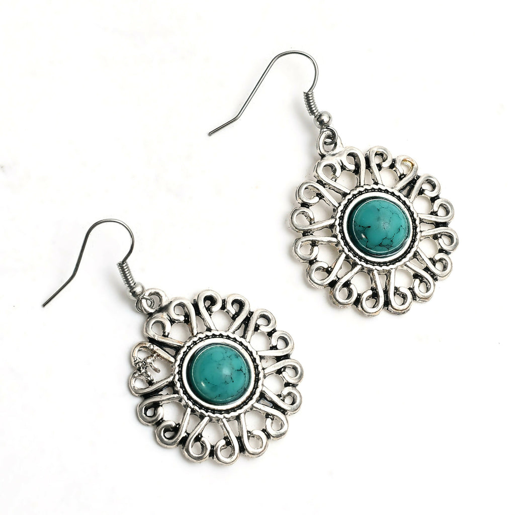 Oxidised Silver-Plated Stone Work Choker Necklace for Women