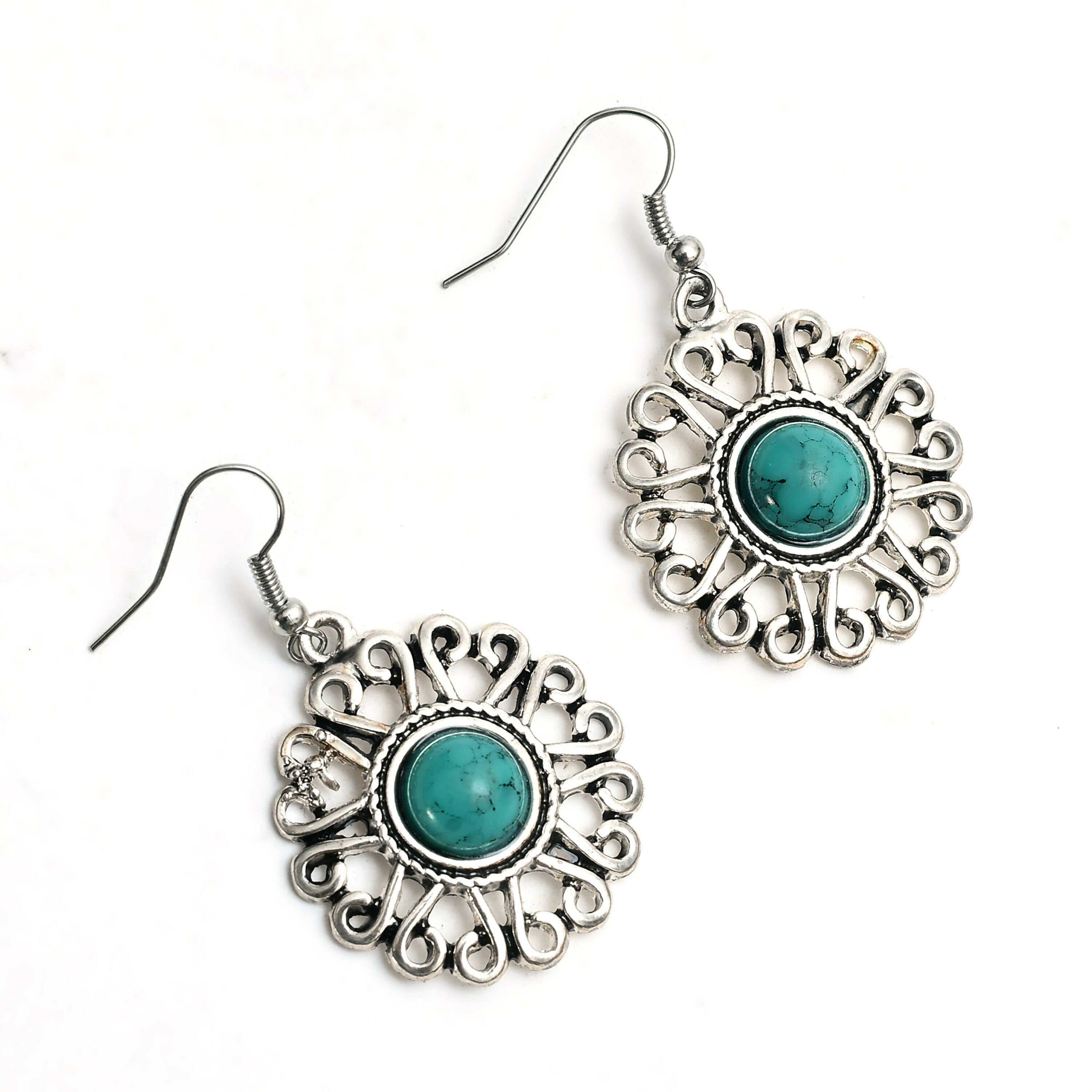 Oxidised Silver-Plated Stone Work Choker Necklace for Women