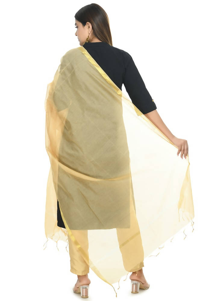 Golden Banarasi Piping Dupatta in Chanderi Silk