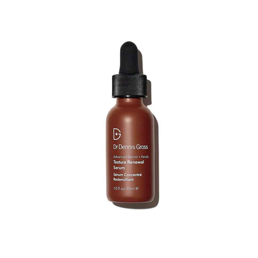 Brown bottle of Dr. Dennis Gross Advanced Retinol + Ferulic Texture Renewal Serum