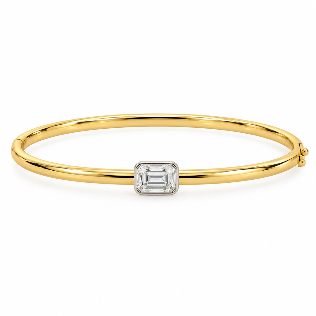 Drew Emerald Cut Bezel Two-Tone Bangle