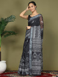 Simple and elegant Black Cotton Saree for daily or office wear