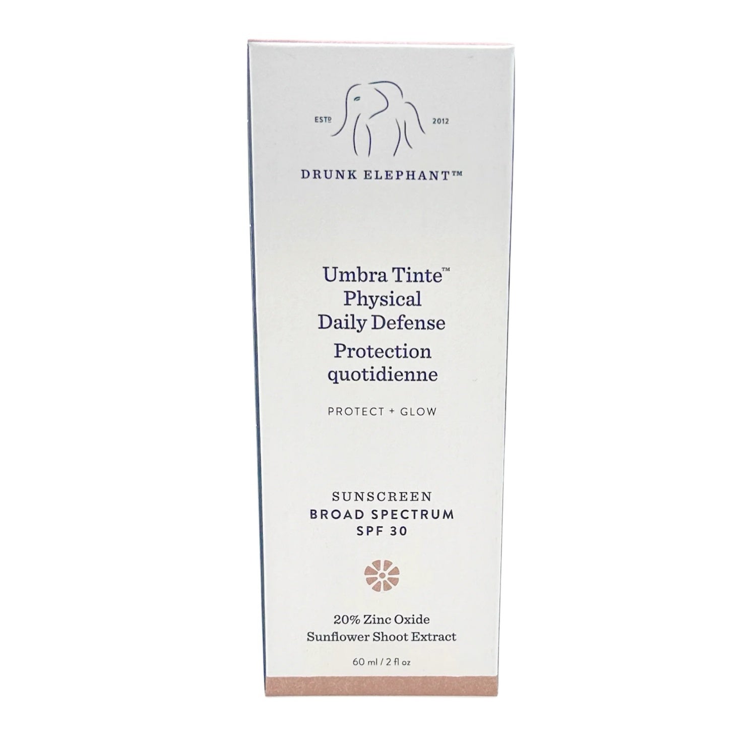 Drunk Elephant Umbra Tinte Physical Daily Defense SPF 30 bottle with bronze tinted sunscreen