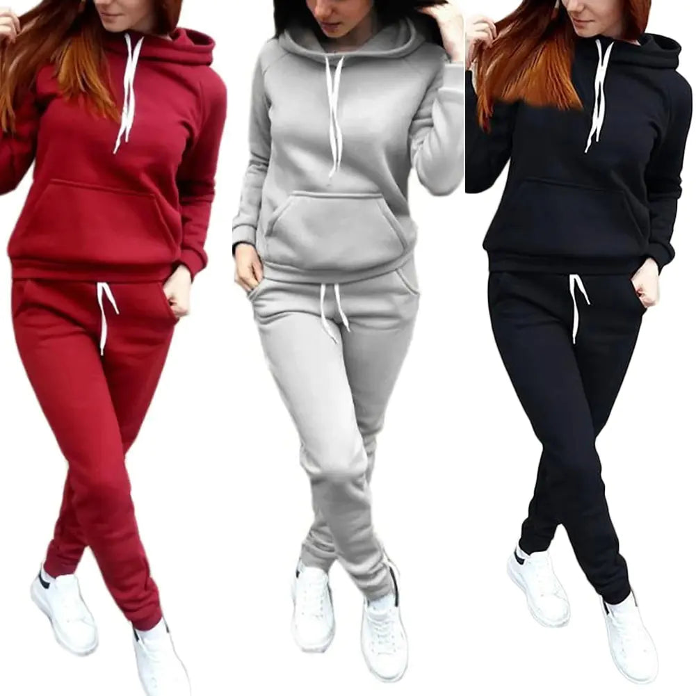 Womens Casual Grey Hooded Sweatshirt and Matching Jogger Set - Image 14