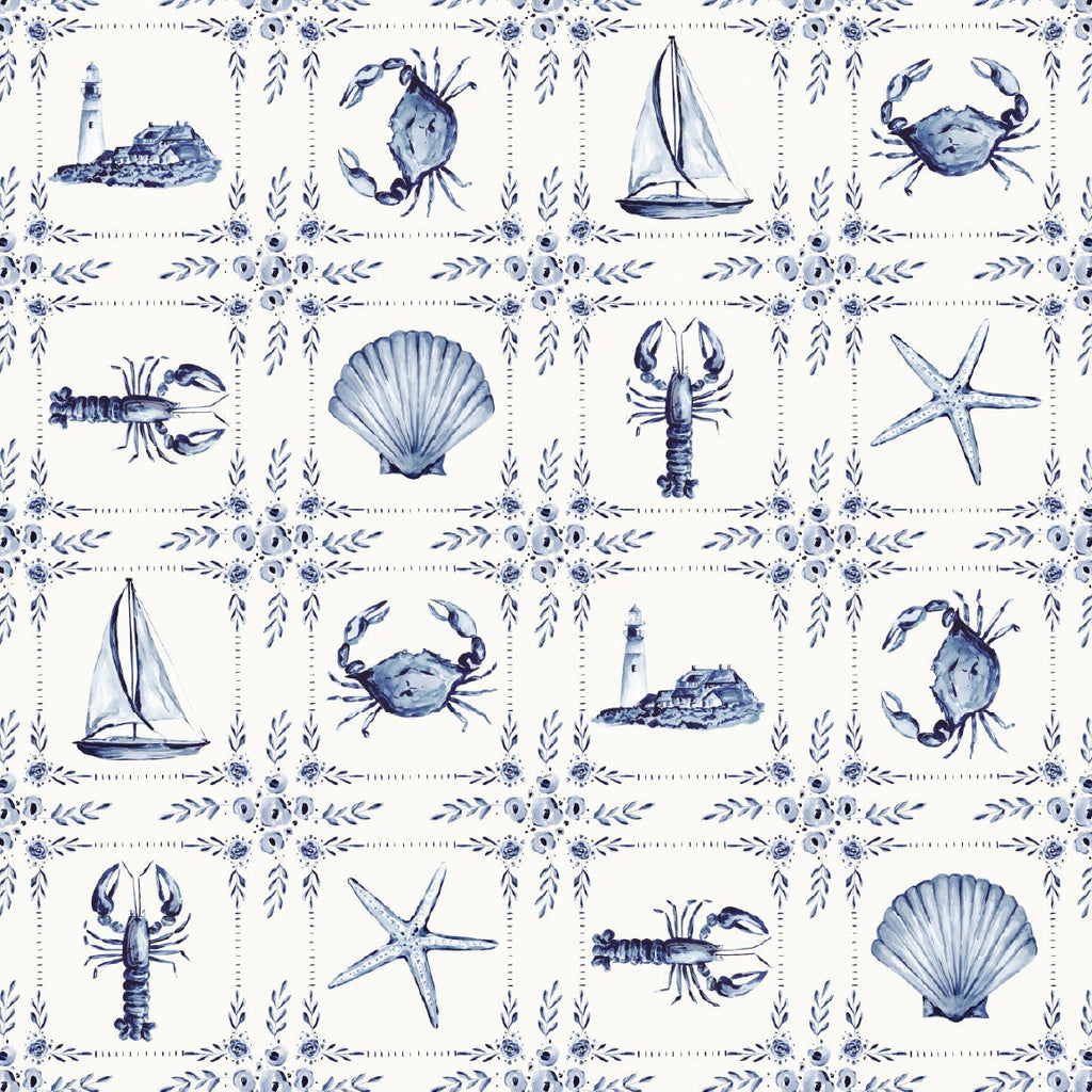 Dulcie Peel and Stick Wallpaper in Blue and White Coastal