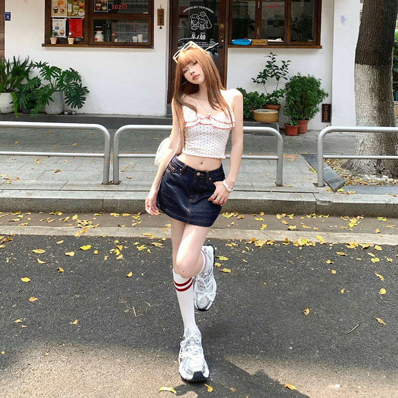 Women's Classic Denim Mini Skirt - Dark Wash Versatile Summer - Image 2