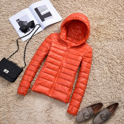 Women's Ultra-Lightweight Slim Fit Hooded Puffer Jacket - Image 6
