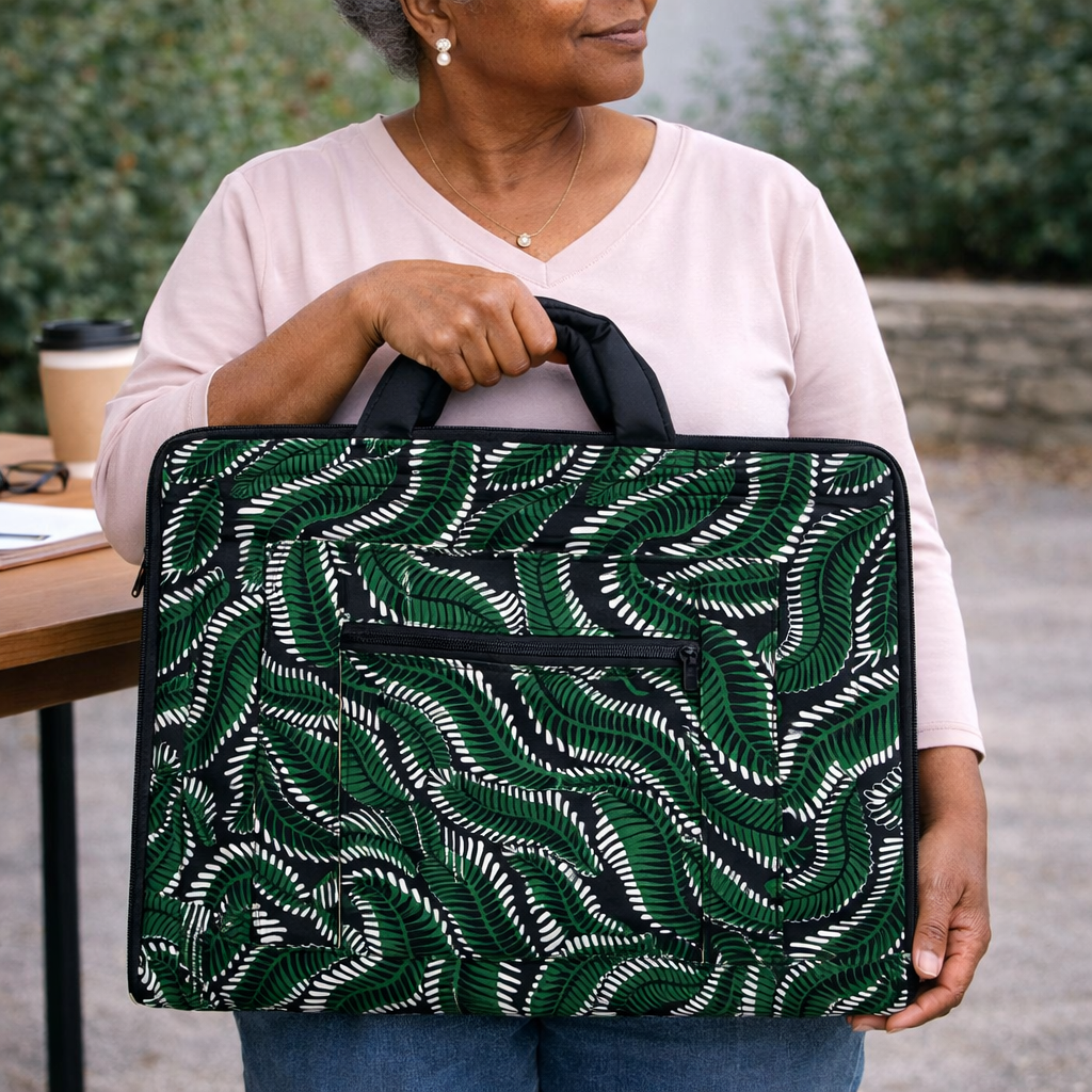 Artisan Ugandan Cotton Laptop Bag - Vibrant Geometric Print