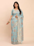 Shree Shyam Fashion Linen Cotton Sky Blue Saree