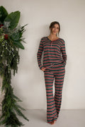 Women's Long Sleeve Bamboo Pajama | Holiday Stripe
