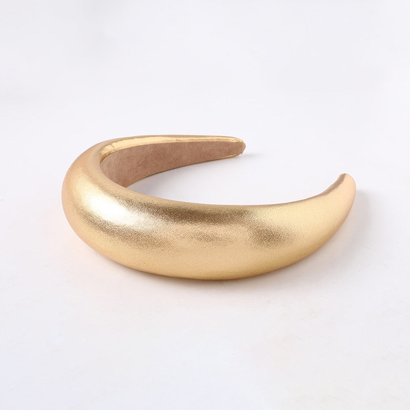 Women's Padded Wide Headband in Gold, Silver & Black PU - Image 6