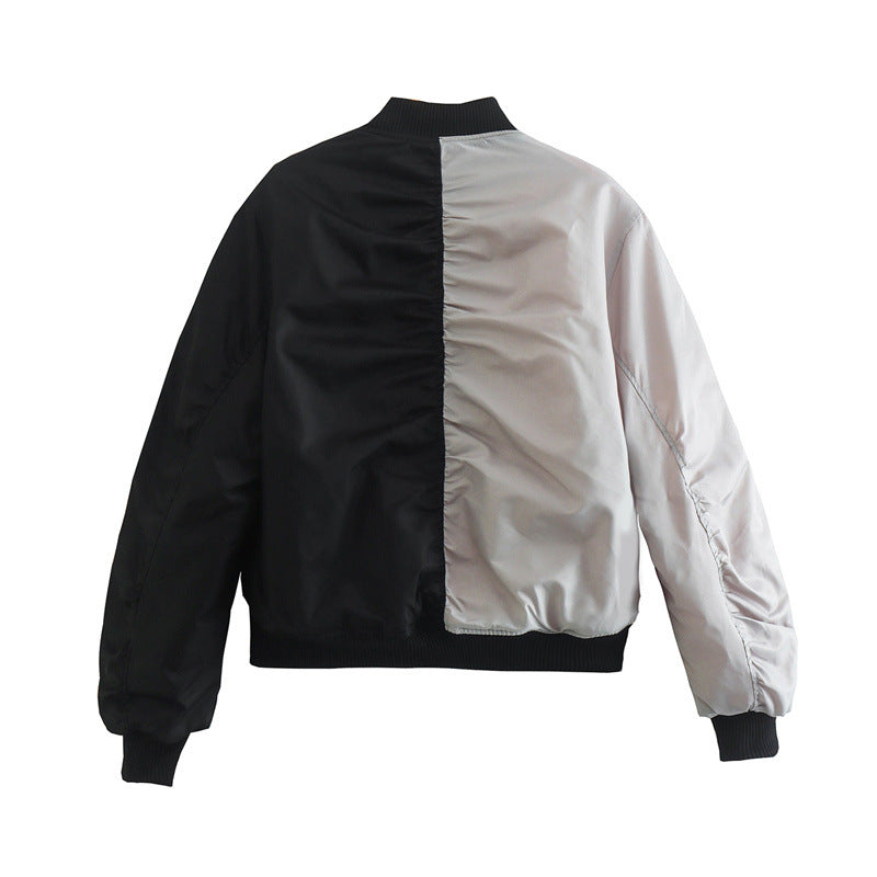 Womens Casual Chic Patchwork Bomber Jacket Harajuku Style - Image 3