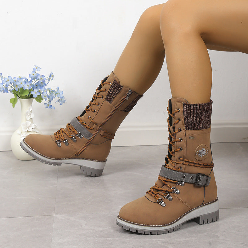 Women's High-Top Fur-Lined Snow Boots with Buckle Strap - Image 8