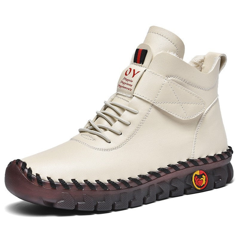 Women's Casual Lace-Up Ankle Boots - Stylish Brown & Red Design - Image 5