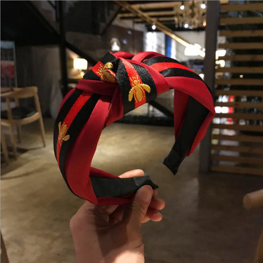 Chic Striped Bee Knot Turban Headband Hair Accessory for Women - Image 5