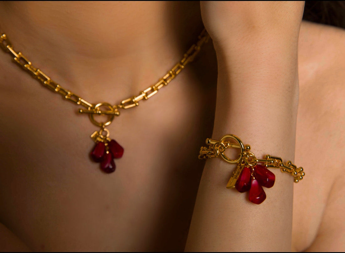 Pomegranate Seeds Bracelet – 18K Gold Plated, Armenian Heritage