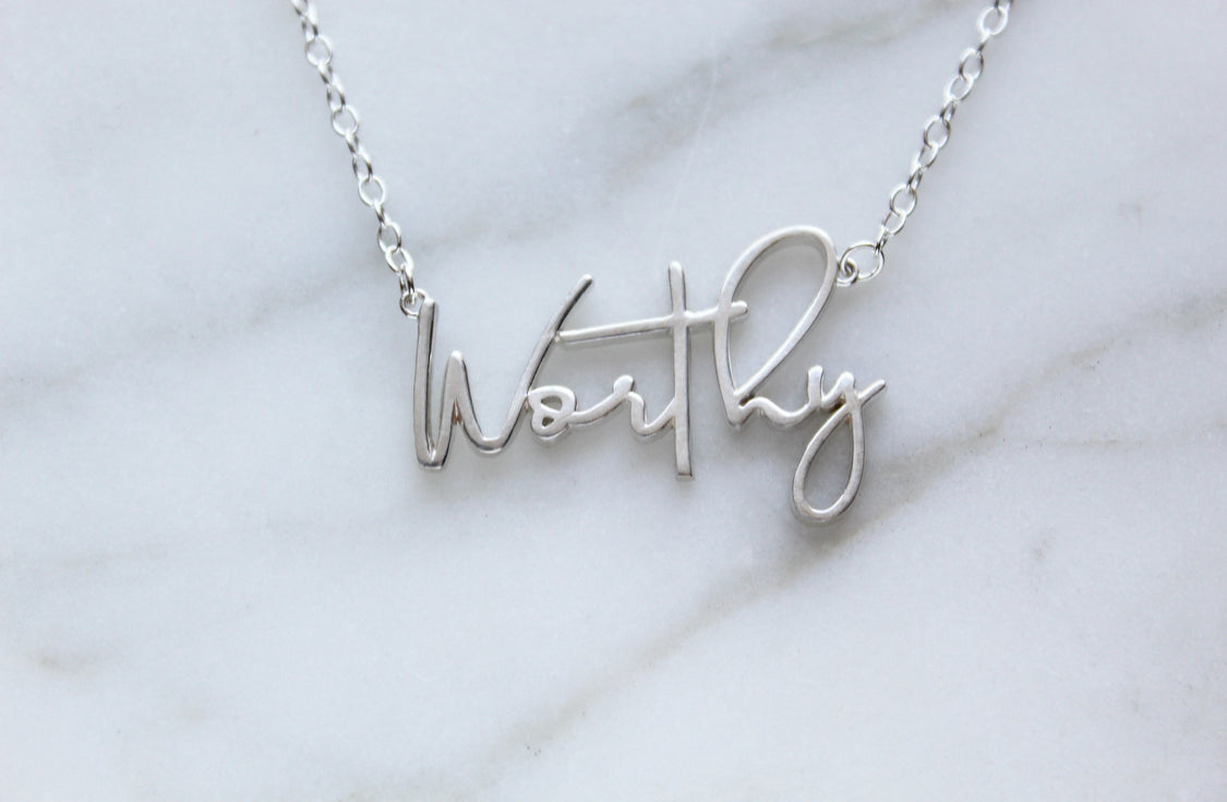 Worthy Script Lettering Necklace in Silver-tone Finish - Image 10