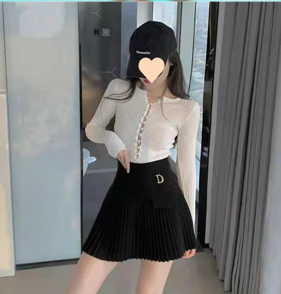 Women's High-Waisted Pleated Mini Skirt in Black or White - Image 11
