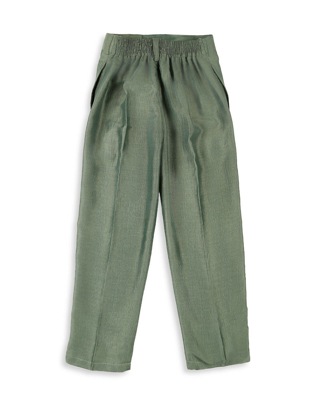 Boys Green Embroidery Sequence Kurta Pyjama with Nehru Jacket