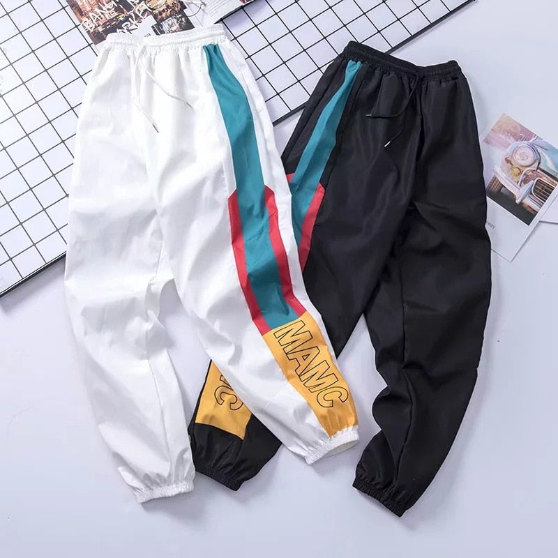 Black Harajuku Streetwear Joggers with Colorful Side Stripes - Image 5