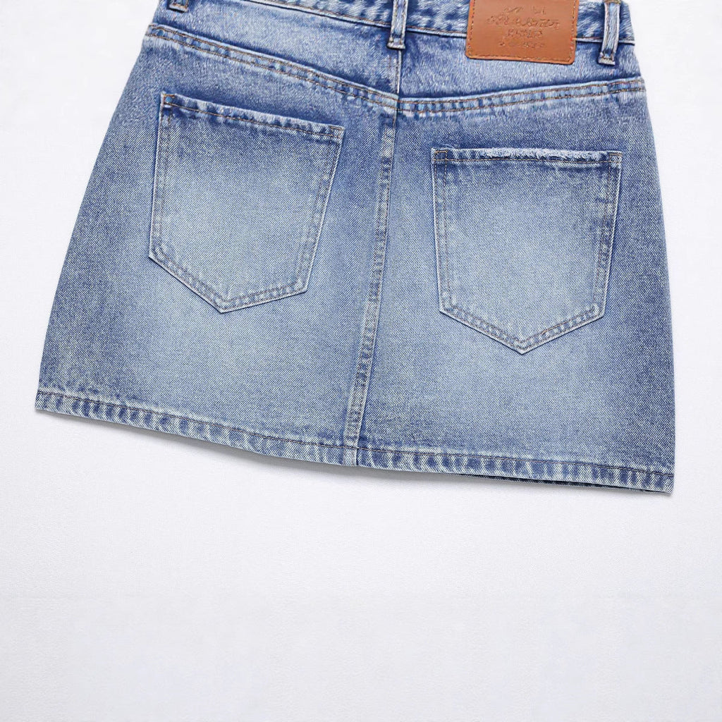Women’s Light Blue Casual Denim Mini Skirt Street Style - Image 4