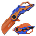 MTECH USA – Spring Assisted Folding Knife – Orange Stainless Steel Wharncliffe Blade Blue and Orange ABS Handle Bottle Opener Tactical EDC Self Defense- MT-A1199BOR