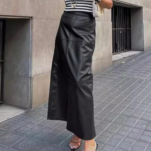 Women's High-Waisted Straight Leg Midi Skirt in Classic Black - Image 3