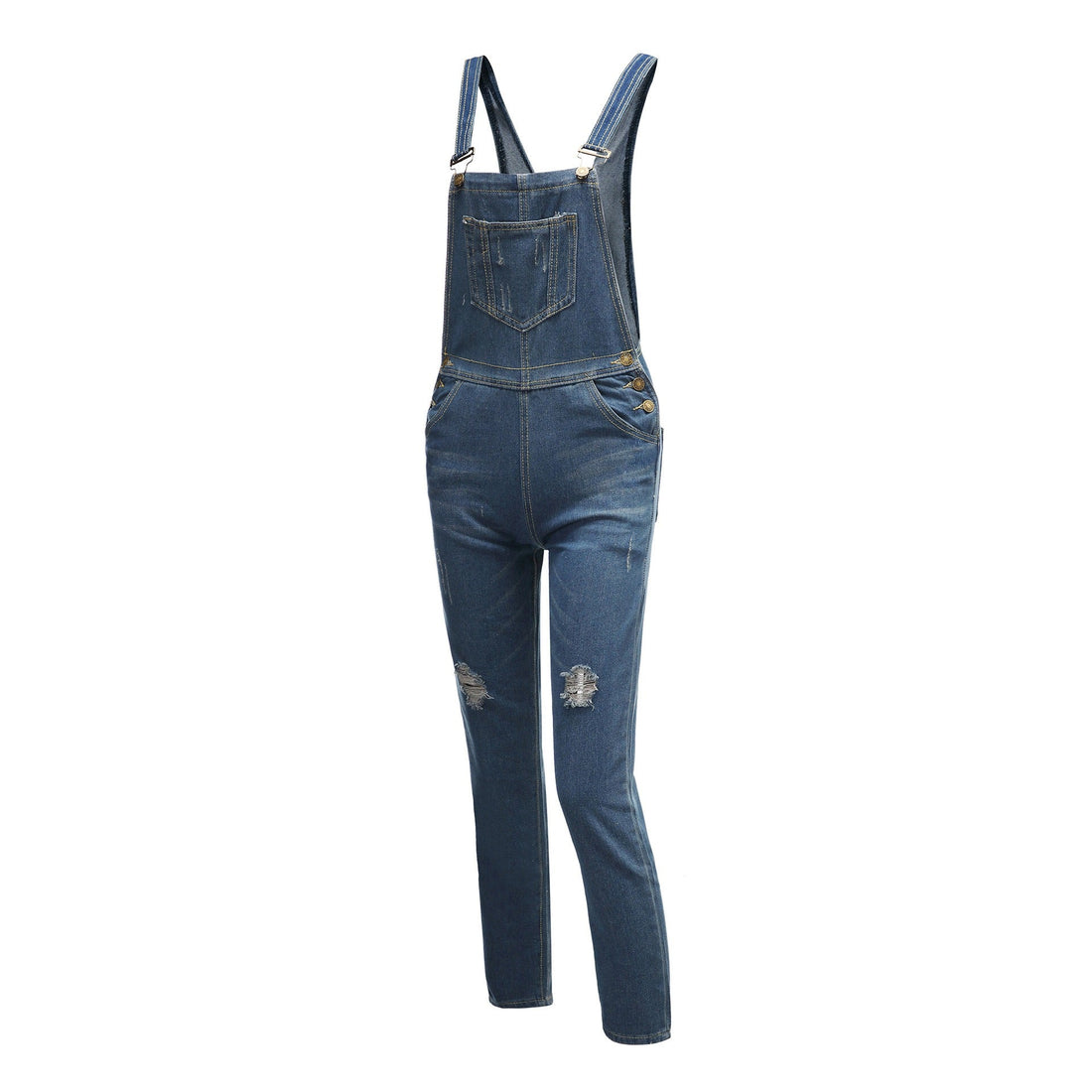 Women's Ripped Blue Denim Overalls - Harajuku Style Streetwear - Image 4